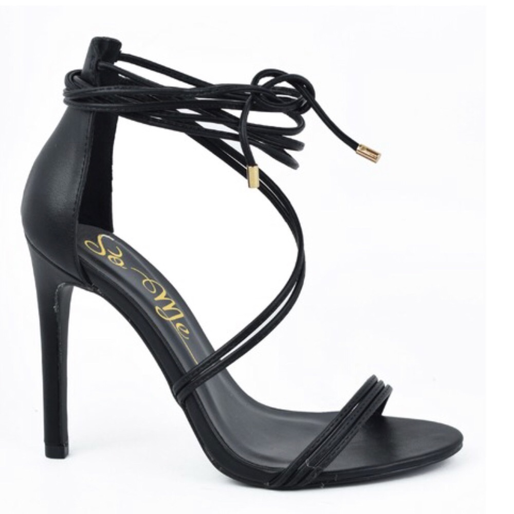 Black lace up heels